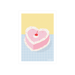 Iko Iko A4 Art Print Heart Cake Pink