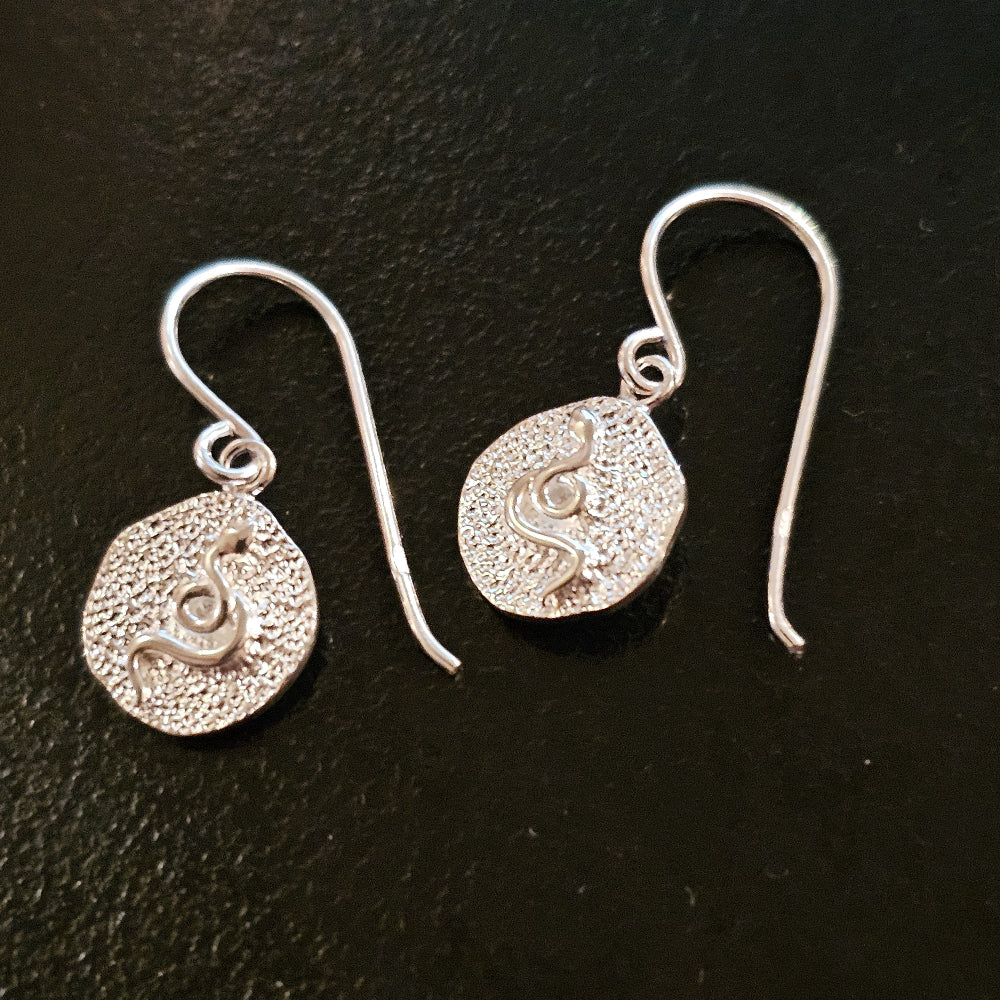 Iko Iko Earrings Snake Emblem Silver