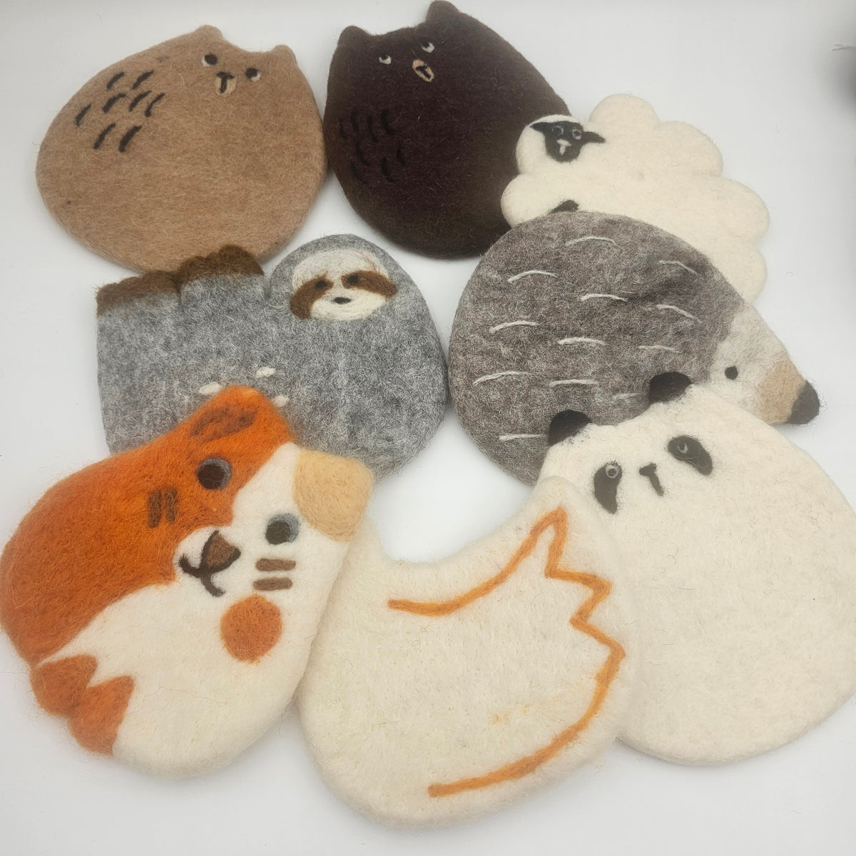 Jacklelope Treasures Felted Coaster Beige Bear