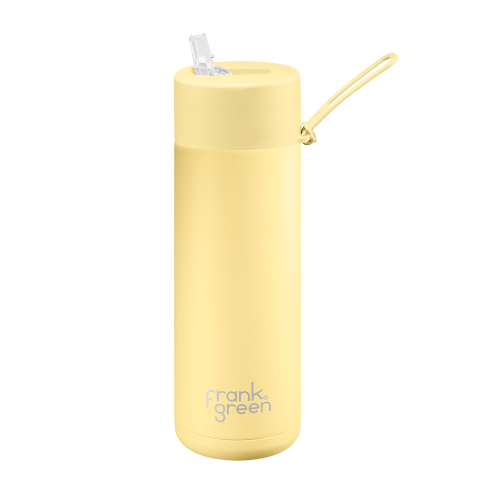 Frank Green Reusable Bottle with Straw Lid & Strap 20oz Buttermilk