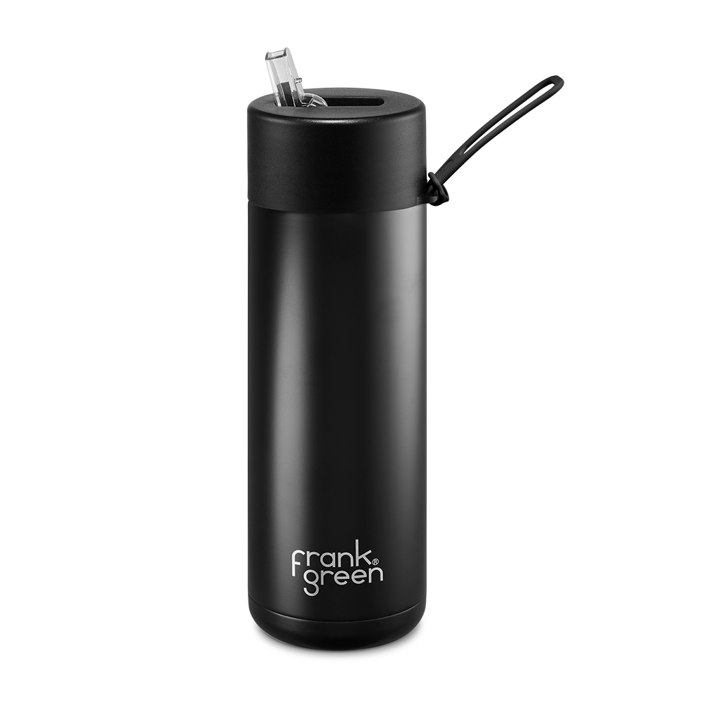 Frank Green Reusable Bottle with Straw Lid & Strap 20oz Midnight