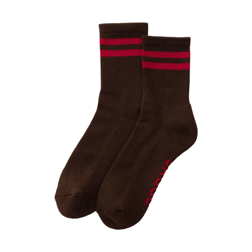 Baggu Ribbed Socks Coffee Stripe