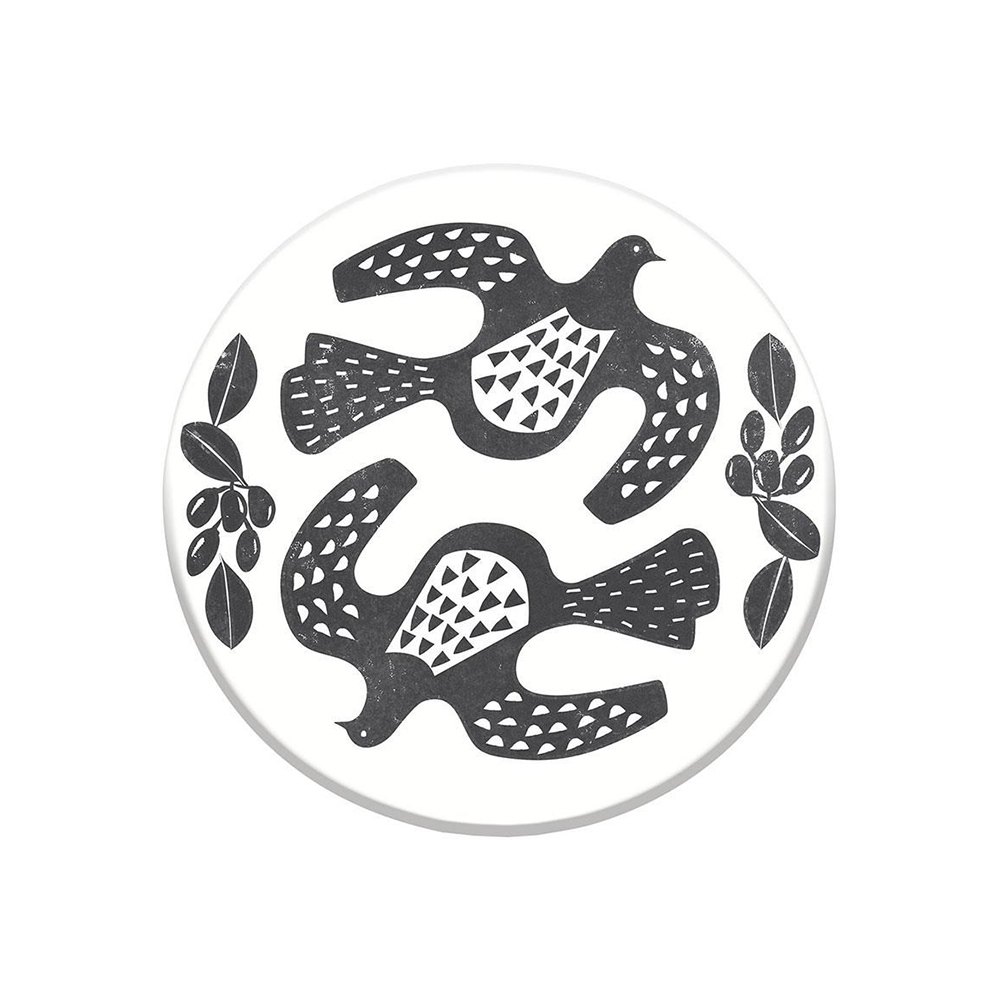 100% NZ  Ceramic Coaster Linocut Kereru