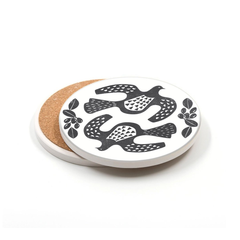 100% NZ  Ceramic Coaster Linocut Kereru