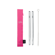 Frank Green Reusable Straw Pack in Pouch Neon Pink