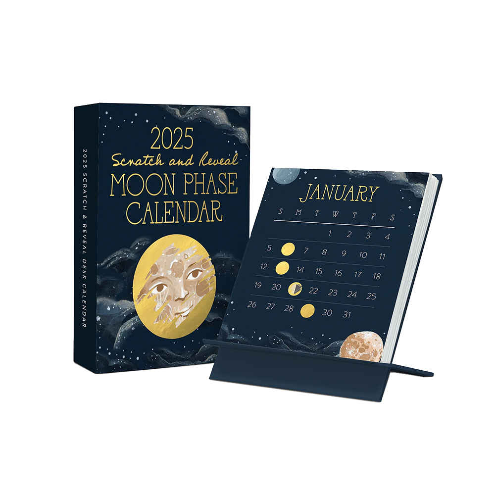 Orange Circle 2025 Desk Calendar Moon Phases