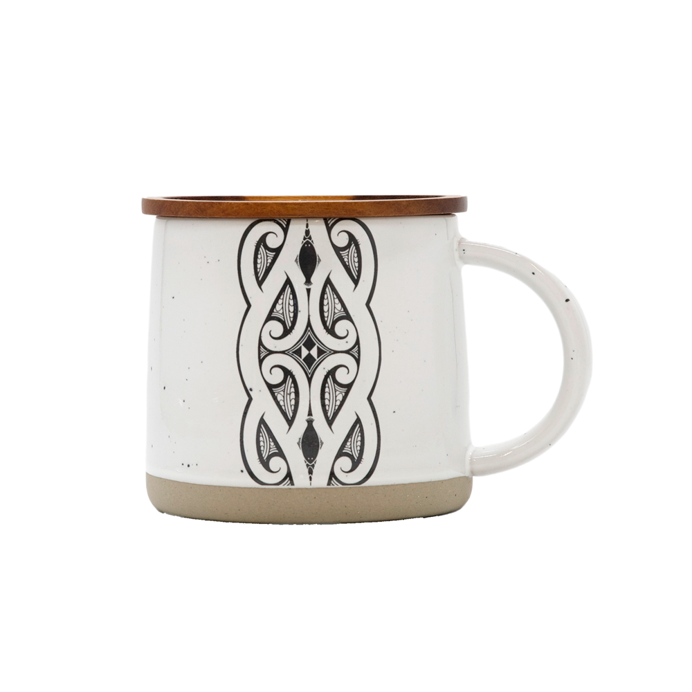 Moana Road X Miriama Grace-Smith Ceramic Mug with Wooden Coaster Lid Stone