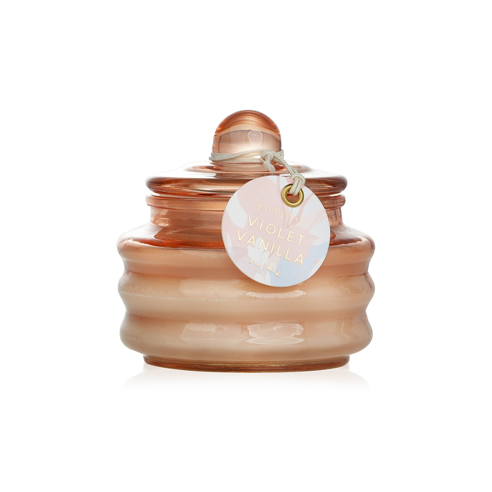 Paddywax Beam Candle Pink Glass Violet Vanilla 85g