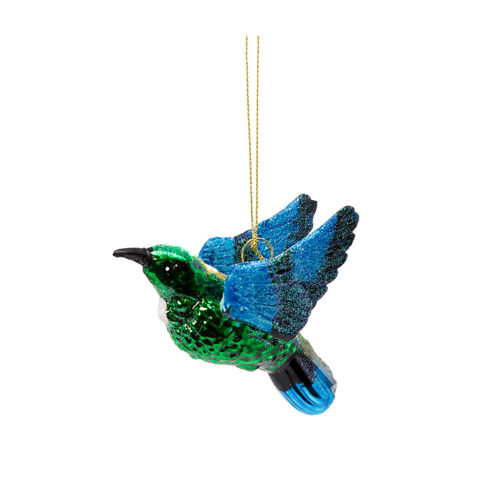 Moana Road Glass Christmas Tree Decoration Tūī