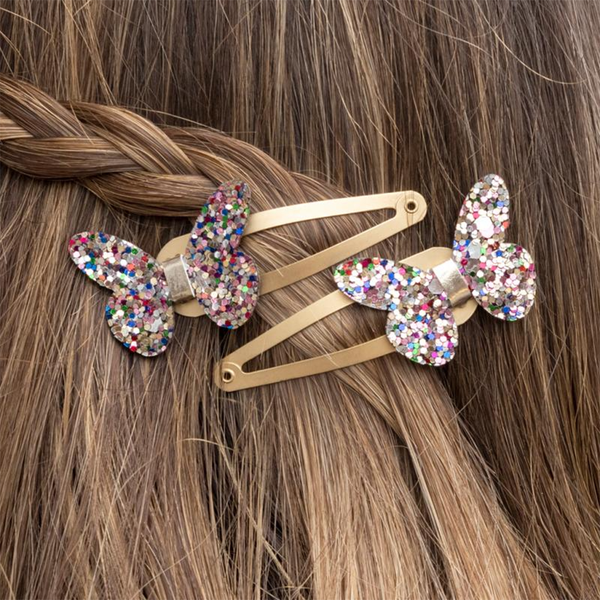 Rex London Glitter Butterfly Hair Clips