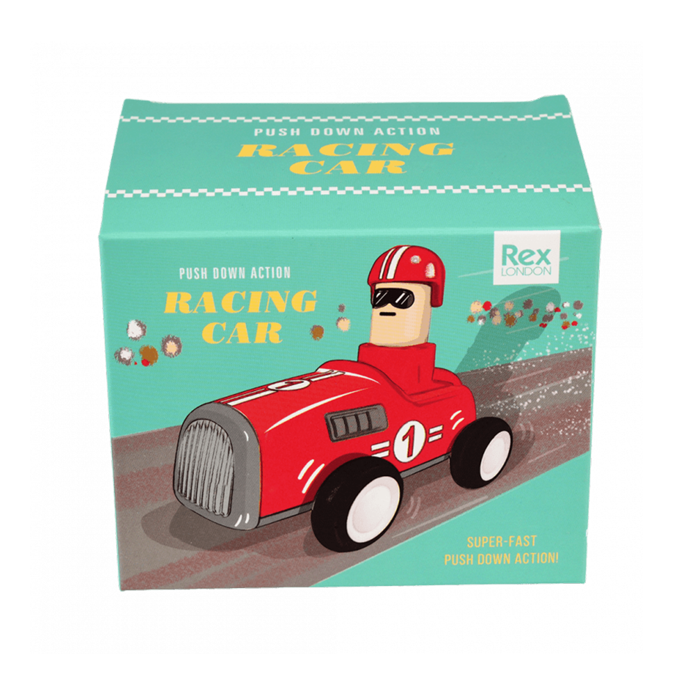 Rex London Push Down Action Racing Car Red