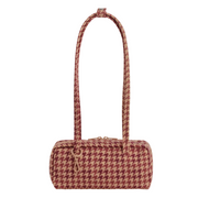 Baggu Small Nylon Bowler Bag Tan Houndstooth