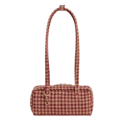 Baggu Small Nylon Bowler Bag Tan Houndstooth