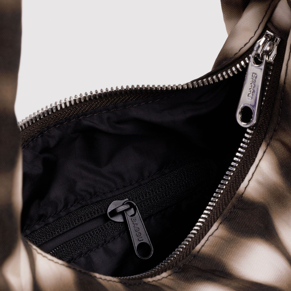 Baggu Small Nylon Meringue Bag Blurred Gingham Brown