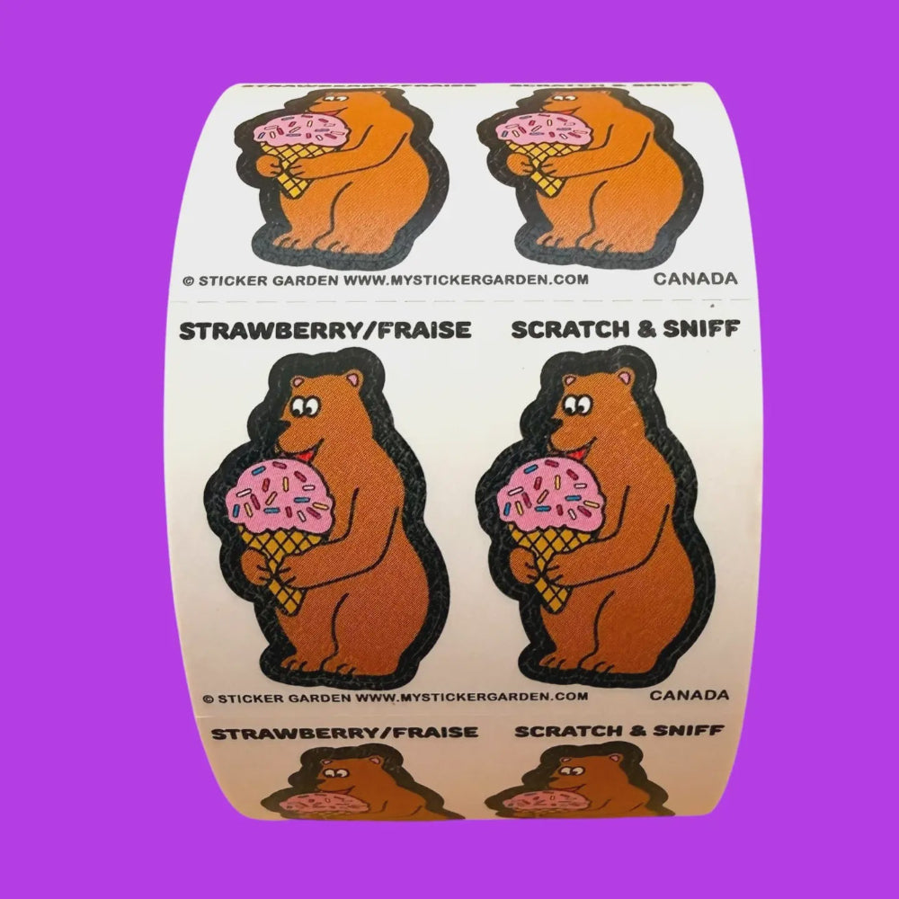 Sticker Garden Scratch and Sniff Teared Square Bear Strawberry