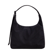 A black recycled nylon handbag by Baggu