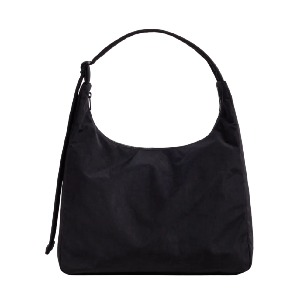 A black recycled nylon handbag by Baggu