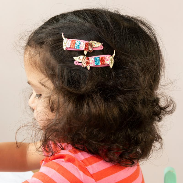 Rex London Glitter Sausage Dog Hair Clips