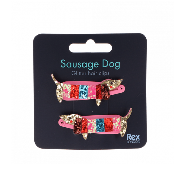 Rex London Glitter Sausage Dog Hair Clips