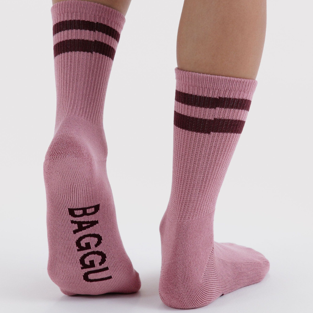 Baggu Ribbed Socks Wild Plum Stripe