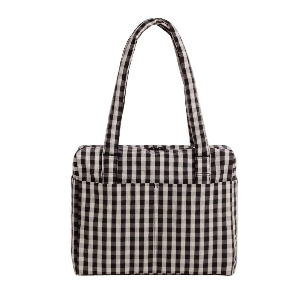 Baggu Small Cloud Carry-On Bag Black and Cream Gingham