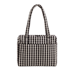 Baggu Small Cloud Carry-On Bag Black and Cream Gingham