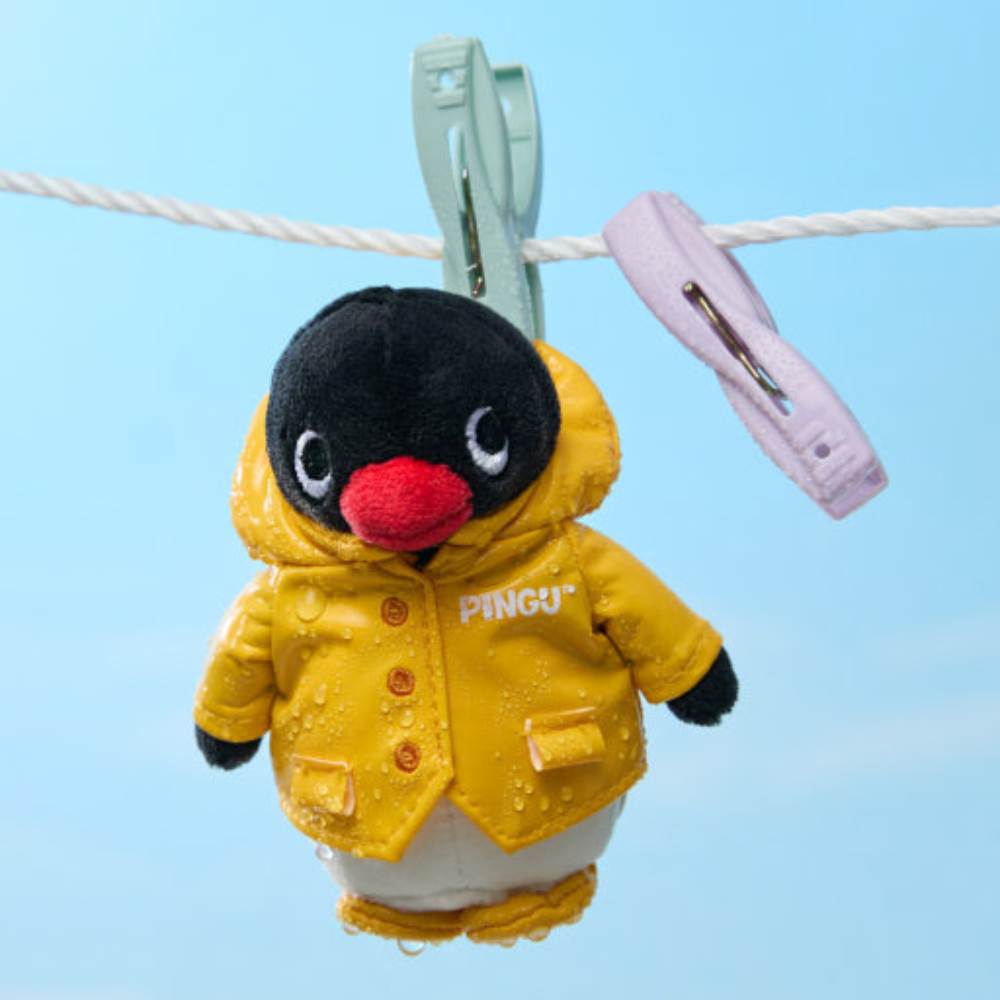 Pingu Raincoat Plush Keychain Yellow