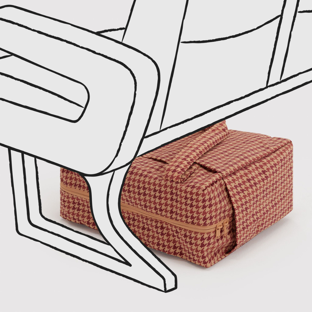 Baggu Small Cloud Carry-On Bag Tan Houndstooth