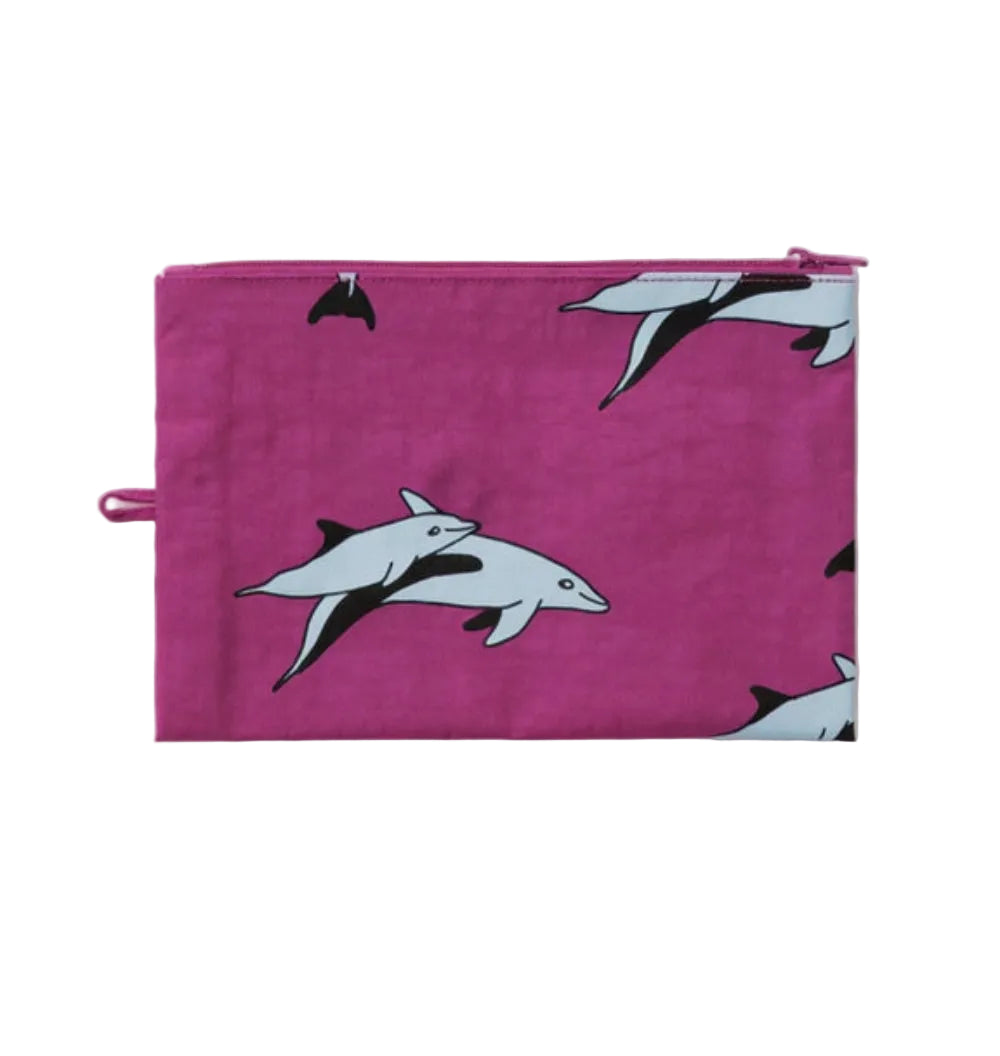 Baggu  fabric pouches with animal patterns Dolphin