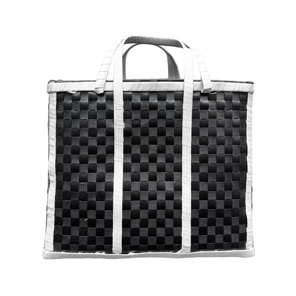 black and white basket recycled sustainable