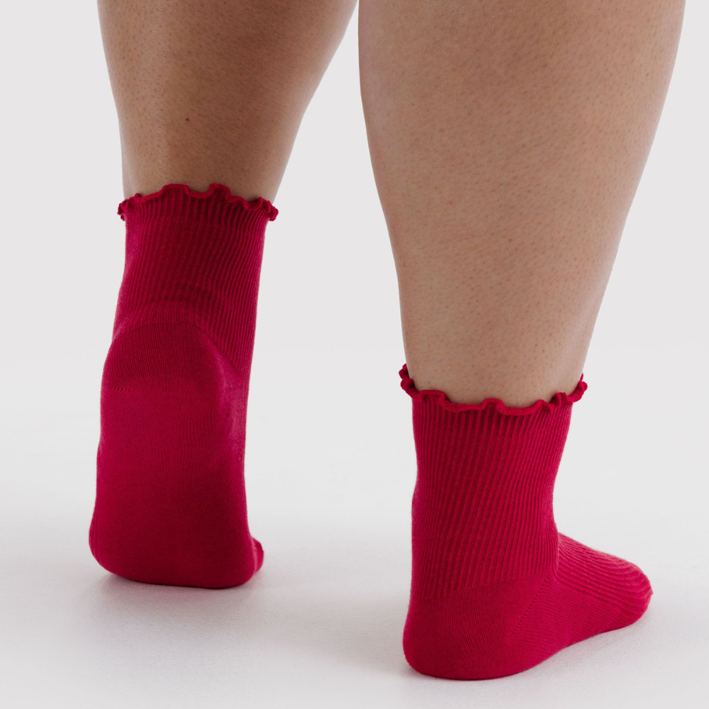 Baggu Lettuce Edge Socks Set of 2 Pairs Wild Plum & Cherry