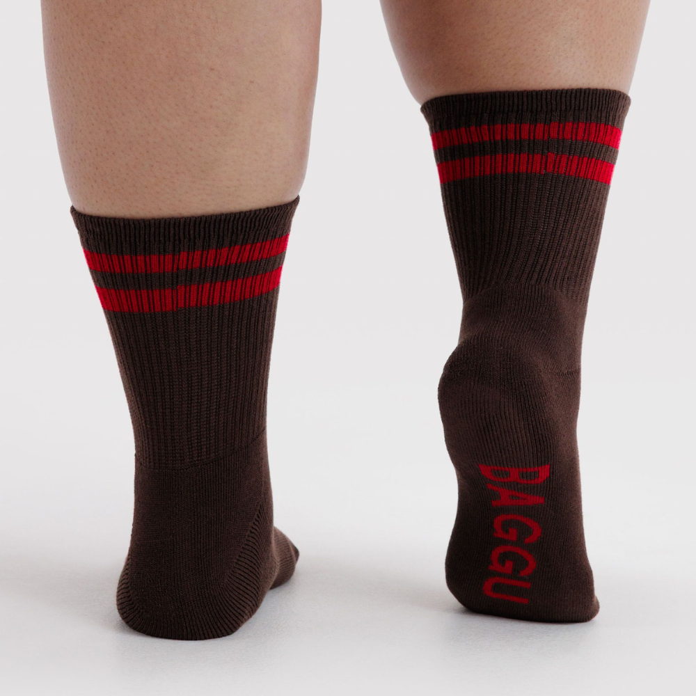 Baggu Ribbed Socks Coffee Stripe