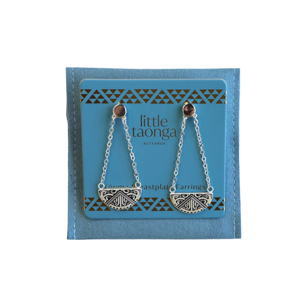 Little Taonga Maunga -Nui Breast Plate Earrings Silver