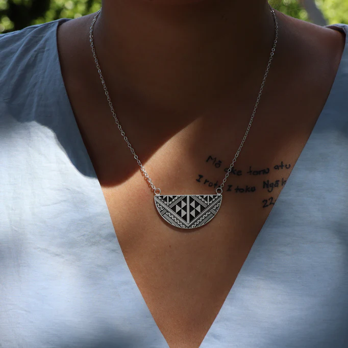 Little Taonga Niho Breast Plate Necklace Silver