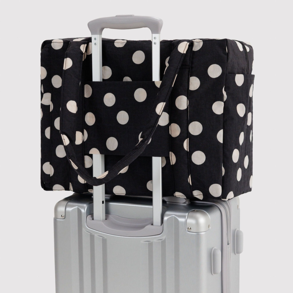 Baggu Small Cloud Carry-On Bag Black and Cream Polka Dot
