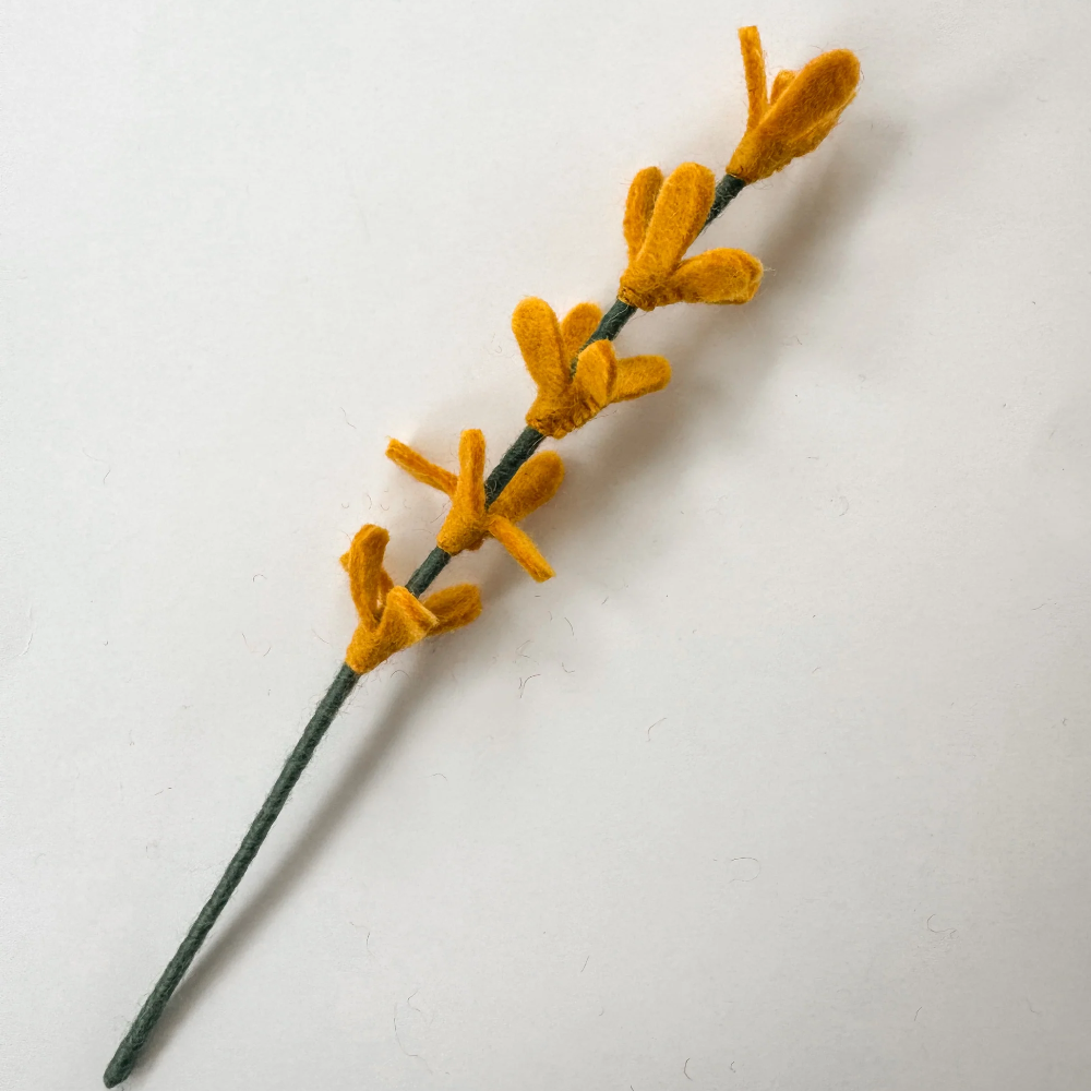 Yellow floral branch felted wool