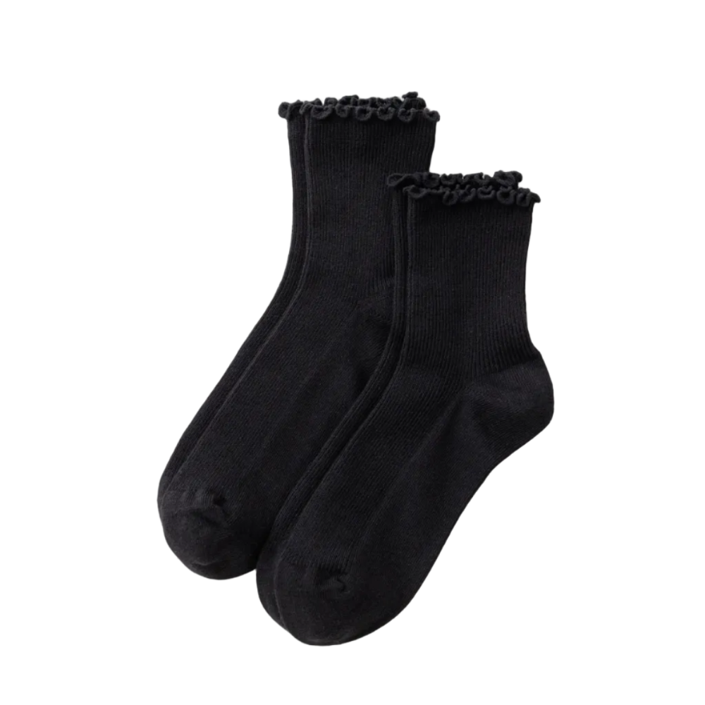 Pair of black socks with ruffled top Baggu