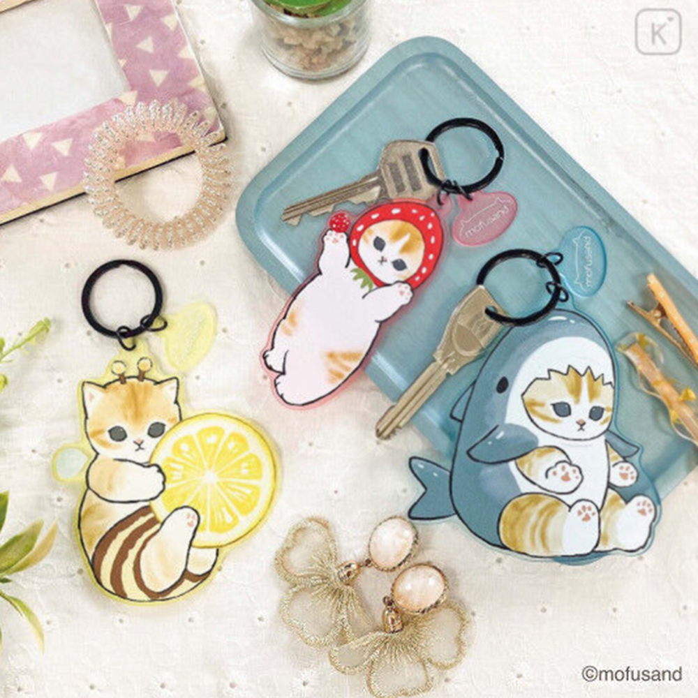 Mofusand Matte Acrylic Keychain Shark Cat