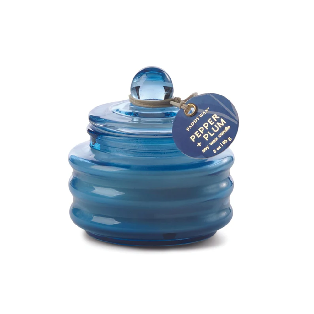 Paddywax Beam Candle Bright Blue Glass Pepper and Plum 85g