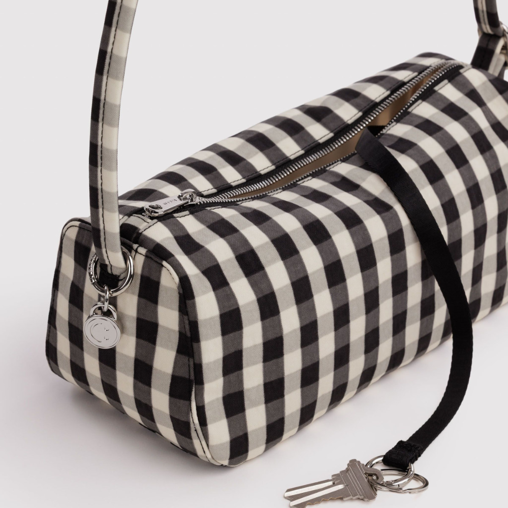 Baggu Nylon Loaf Bag  Black and Cream Gingham