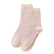 Baggu Crew Socks Pink Houndstooth