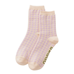 Baggu Crew Socks Pink Houndstooth
