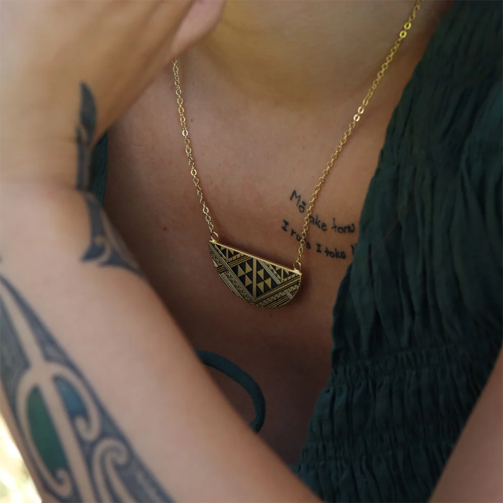 Little Taonga Niho Breast Plate Necklace Gold