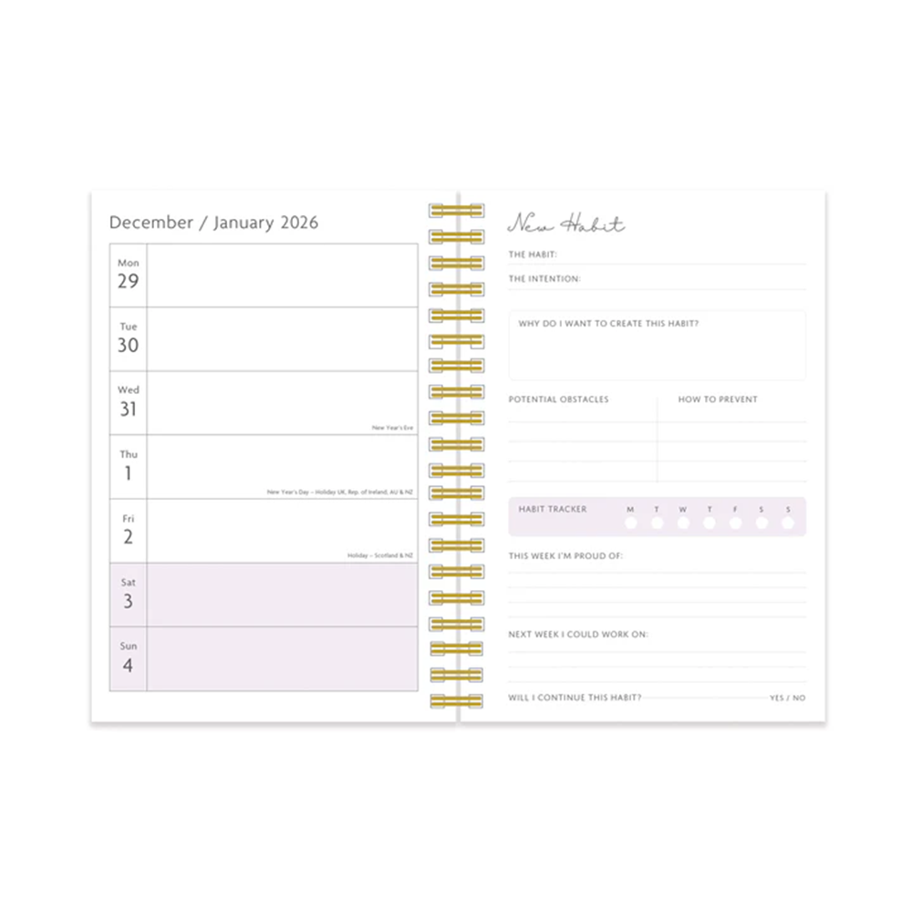 Portico Designs 2026 Weekly Diary Happy Habits