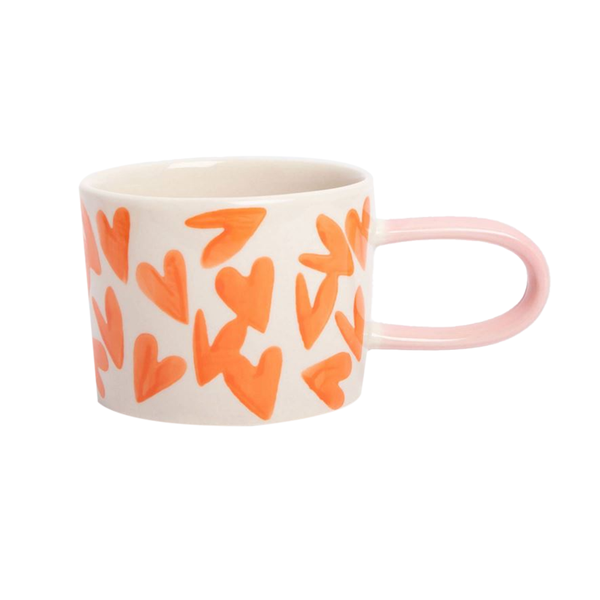 Caroline Gardner Mug Hearts Pink Handle