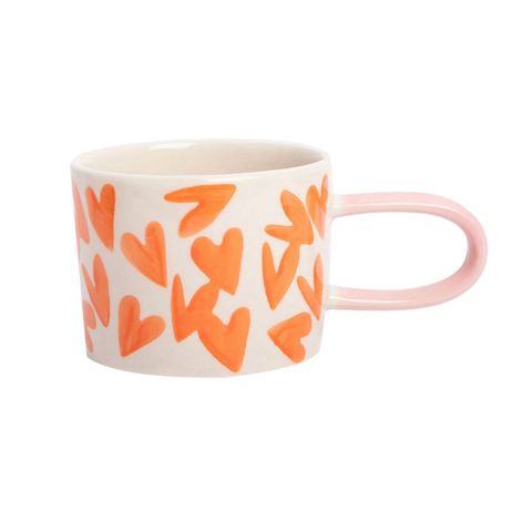 Caroline Gardner Mug Hearts Pink Handle