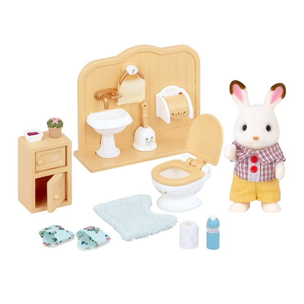 Sylvanian Families Chocolate Rabbit Brother Toilet Set