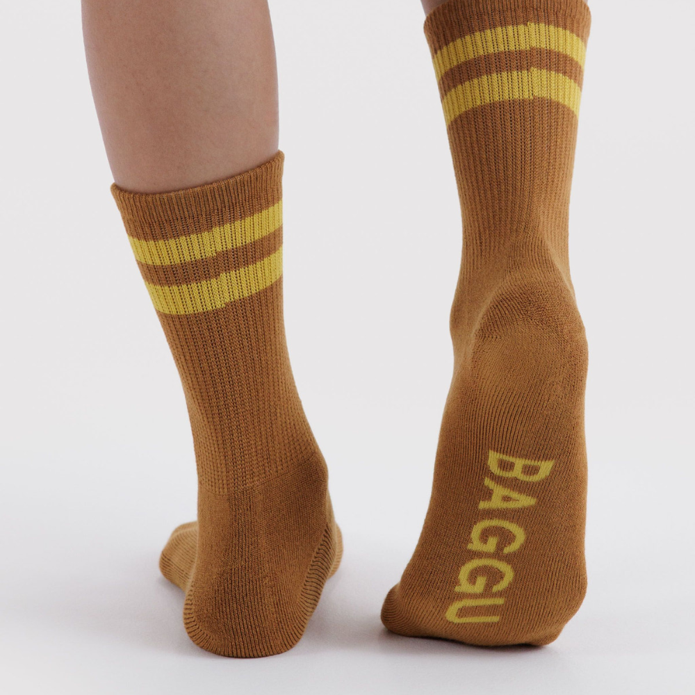 Baggu Ribbed Socks Toffee Stripe