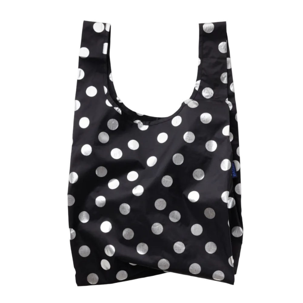 Baggu Standard Reusable Bag Silver Metallic Polka Dot
