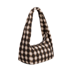 Baggu Small Nylon Meringue Bag Blurred Gingham Brown